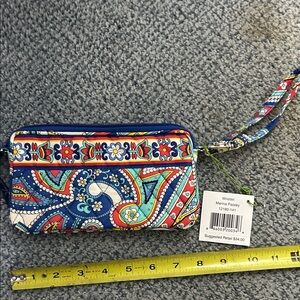 Vera Bradley Marina Paisley Wristlet - Blue and Red